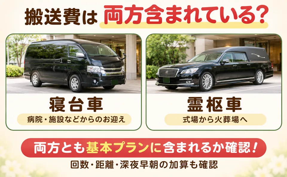 寄居町の家族葬で使う寝台車と霊柩車の両方がプランに含まれるか確認