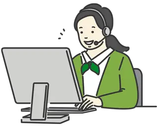 わかりやすい家族葬のスタッフが電話を待機しているイラスト