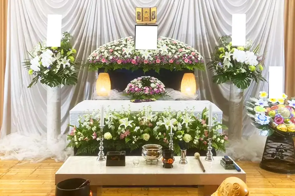 臨海斎場での葬儀風景